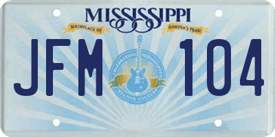 MS license plate JFM104