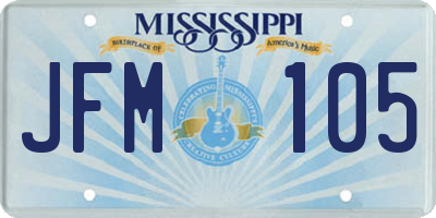 MS license plate JFM105