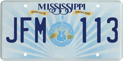 MS license plate JFM113