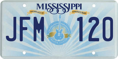 MS license plate JFM120