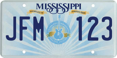 MS license plate JFM123
