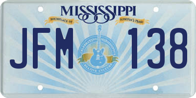 MS license plate JFM138