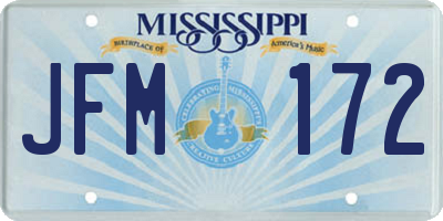 MS license plate JFM172