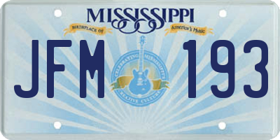 MS license plate JFM193