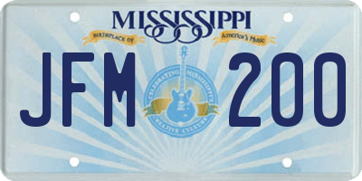 MS license plate JFM200