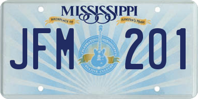 MS license plate JFM201