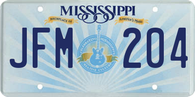 MS license plate JFM204