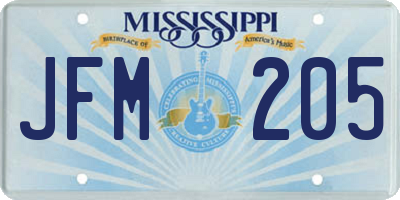 MS license plate JFM205