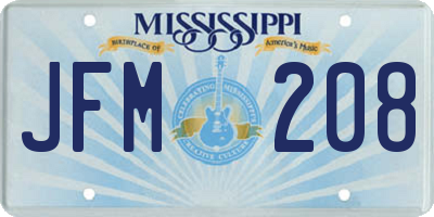 MS license plate JFM208