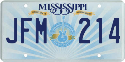 MS license plate JFM214
