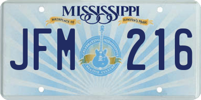 MS license plate JFM216