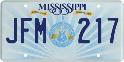 MS license plate JFM217