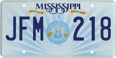 MS license plate JFM218