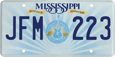 MS license plate JFM223