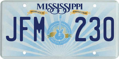 MS license plate JFM230