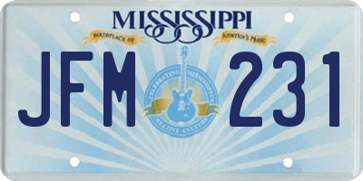 MS license plate JFM231
