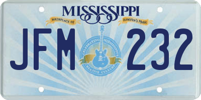 MS license plate JFM232