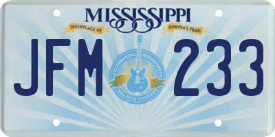 MS license plate JFM233
