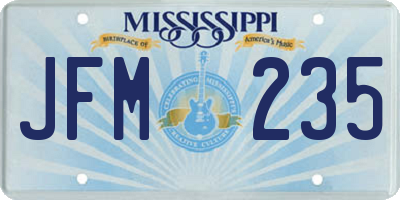 MS license plate JFM235