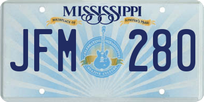 MS license plate JFM280