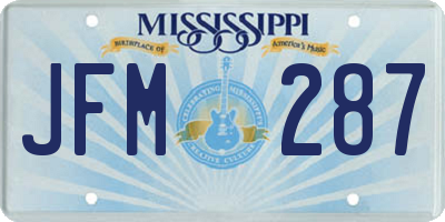 MS license plate JFM287