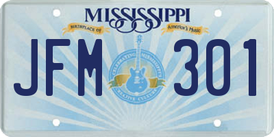 MS license plate JFM301