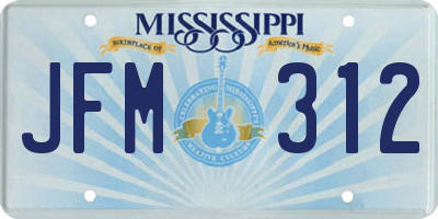 MS license plate JFM312