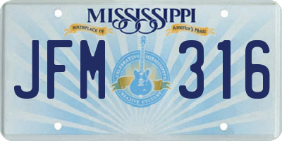 MS license plate JFM316