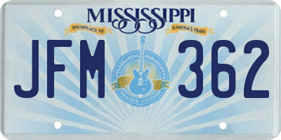 MS license plate JFM362