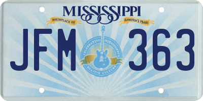 MS license plate JFM363