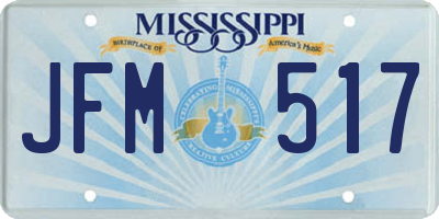MS license plate JFM517