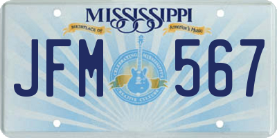 MS license plate JFM567