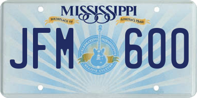 MS license plate JFM600