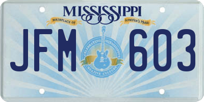 MS license plate JFM603