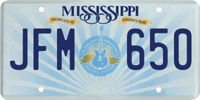 MS license plate JFM650