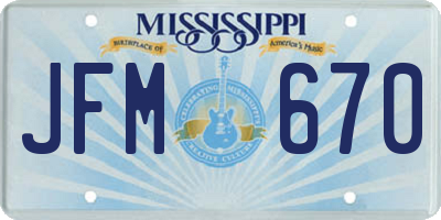 MS license plate JFM670