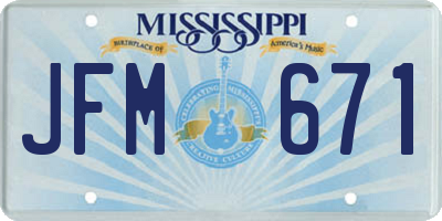 MS license plate JFM671