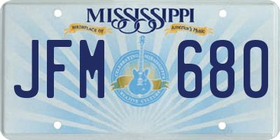 MS license plate JFM680