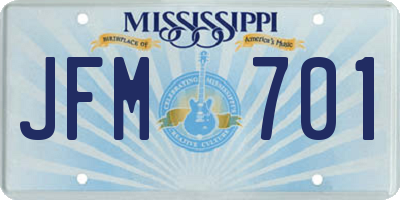MS license plate JFM701
