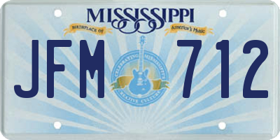 MS license plate JFM712