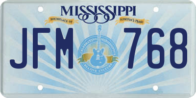 MS license plate JFM768