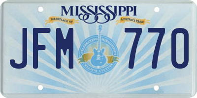MS license plate JFM770