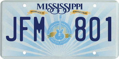 MS license plate JFM801