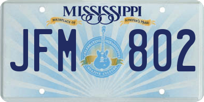 MS license plate JFM802