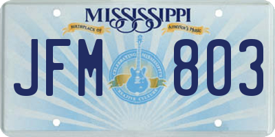 MS license plate JFM803