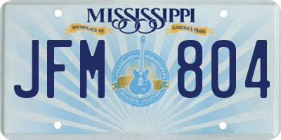 MS license plate JFM804