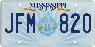 MS license plate JFM820