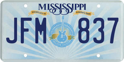 MS license plate JFM837