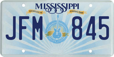 MS license plate JFM845