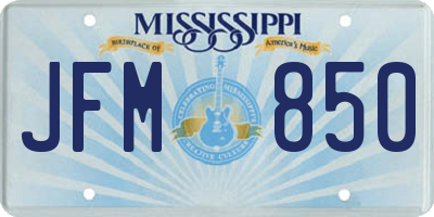 MS license plate JFM850